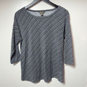 Tommy Bahama Diagonal Stripe 3/4 Sleeve Shirt Gray Women Size M